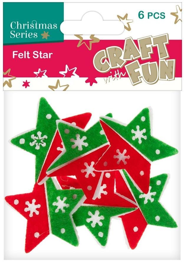 DECORACION NAVIDAD FIELTRO ESTRELLAS 6 PCS. ARTESANÍA CON DIVERSIÓN 383936